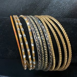 12 Sari Indian/Pakistani Bollywood Bangle Bracelets Metal Costume Jewelry 2.75”
